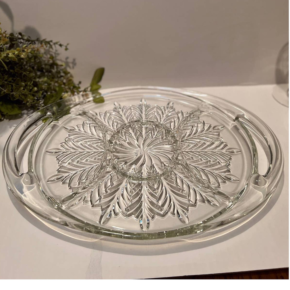 Oval Glass Divided Platter with Handles JEANETTE GLASS CO
